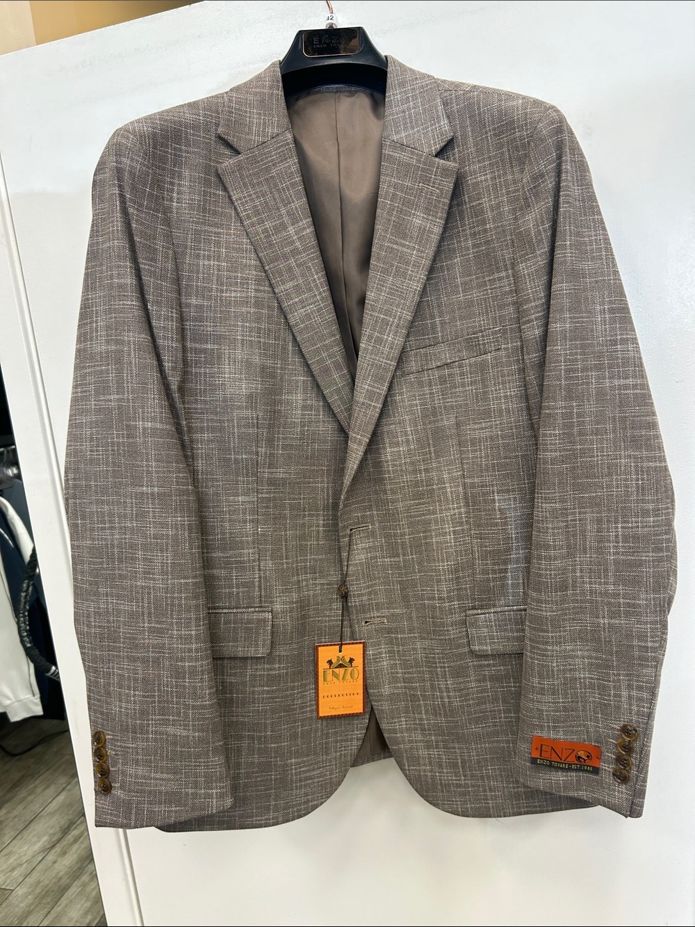 Enzo Tovare Men's Beige Caramel Textured Blazer NWT
